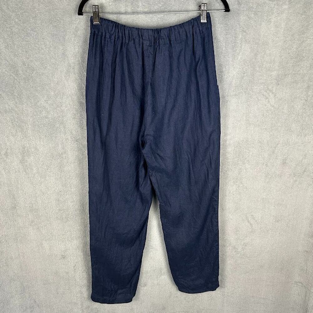Quince Pants Women Small Navy European Linen Tapered Ankle Resort Coastal Preppy - Picture 6 of 14